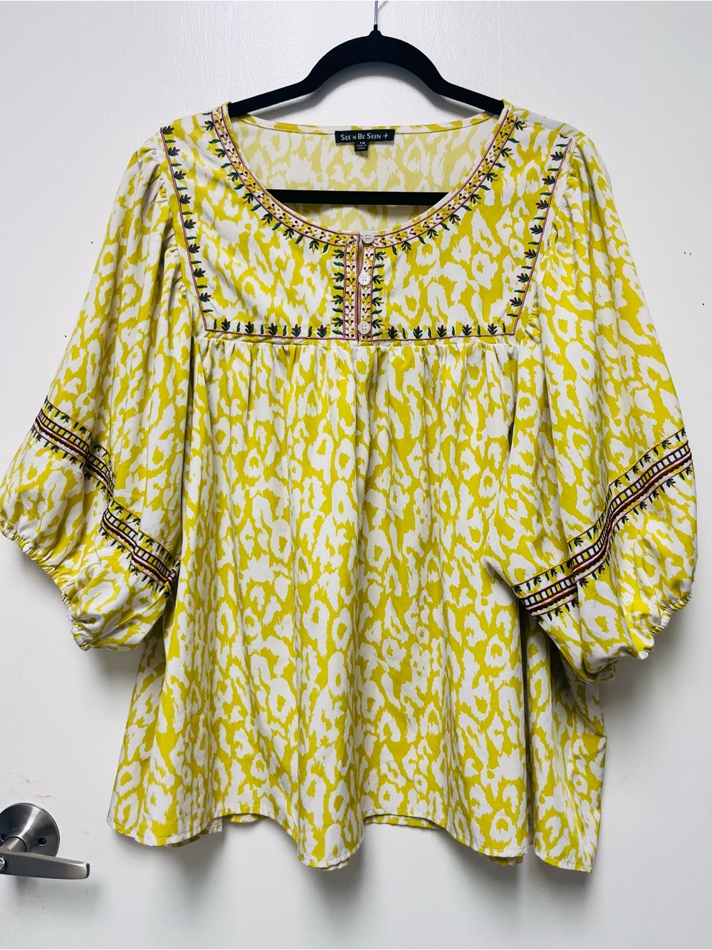 Sunny Yellow Patterned Peasant Tunic by